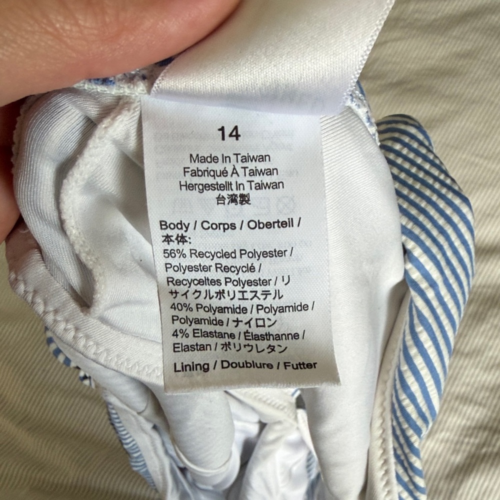 J. Crew Blue and White Striped One-Piece Swimsuit - Picture 4 of 4